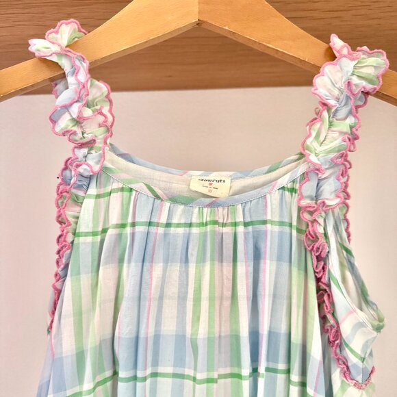 J.CREW CUTS GIRLS RUFFLE TRIM PASTEL PLAID FLOWY LIGHT WEIGHT DRESS LINED 10 - Picture 4 of 12